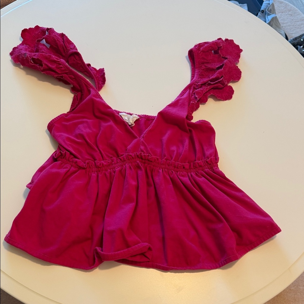 Anthropologie fuschia detailed top